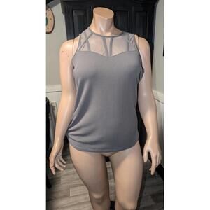 Grey Mesh Inset Textured Tank Top – Size 2XL